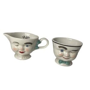 Baileys' Winking Face Creamer & Sugar Cup Yum Collectors 1996 Limited Edition
